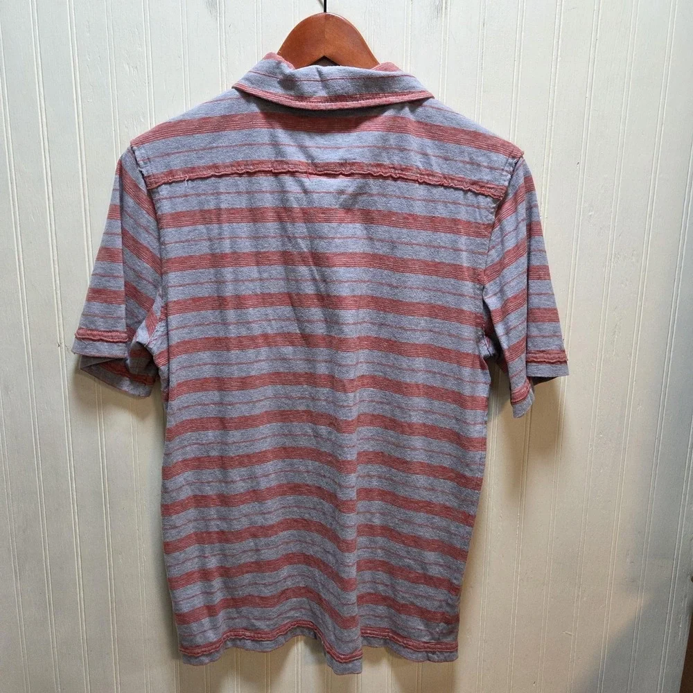 The North Face Polo Shirt Mens S‎ Gray Red Stripe 100% Cotton Knit Casual Top